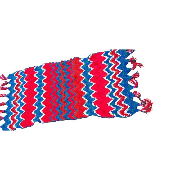 Colorful Chevron Stripes Afghan Throw, Hand Knitted or Crocheted Multicolored - Picture 2 of 4